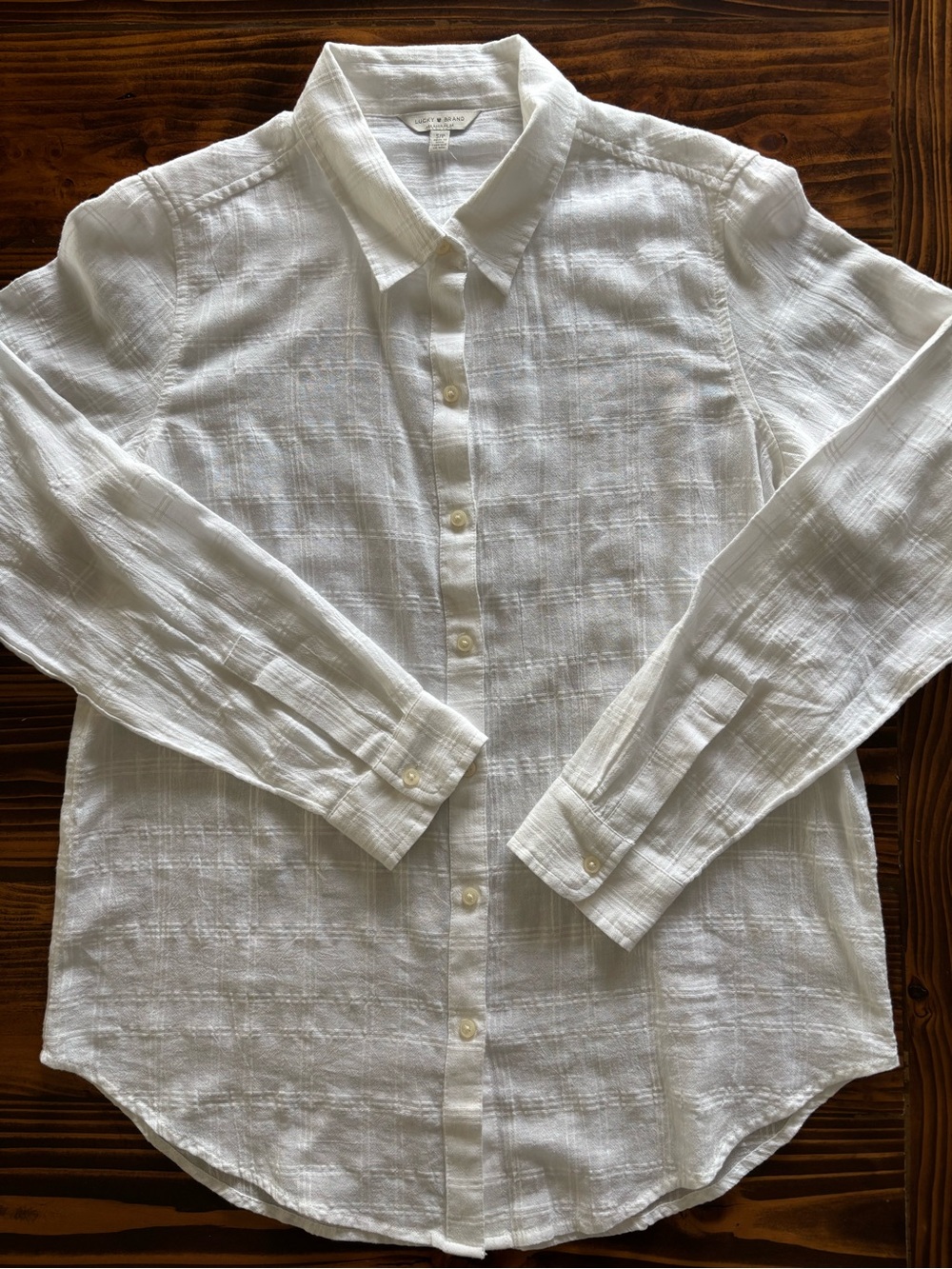 Lucky Brand White Textured Button-Front Shirt